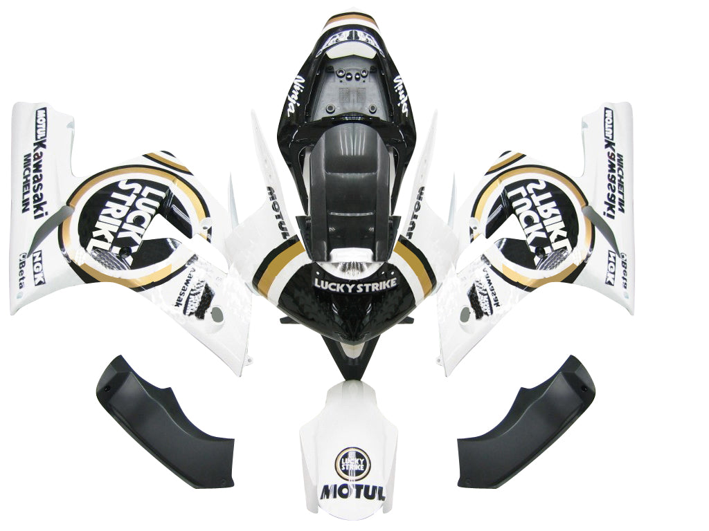 Carene 2003-2004 Kawasaki ZX6R 636 Bianco Nero Lucky Strike Racing Generico