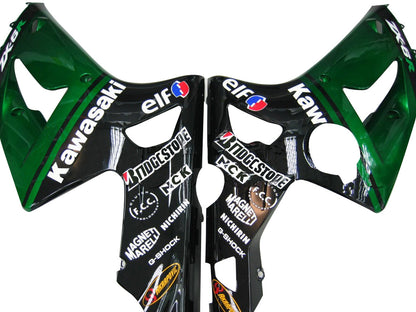 Carene 2003-2004 Kawasaki ZX6R 636 Verde Nero elfo Racing Generico