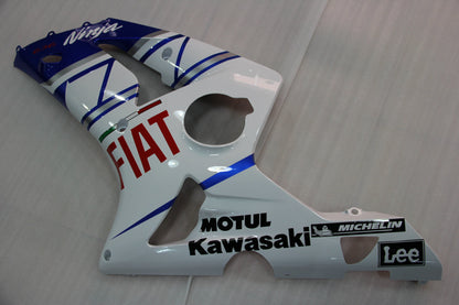 Amotopart 2003-2004 Kawasaki ZX6R Cladding White & Blue Kit