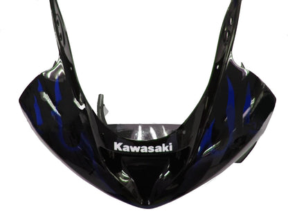Amotopart 2003-2004 Kawasaki Zx6r Fairng Kit di fiamma nera e blu