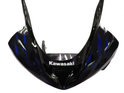 Carene 2003-2004 Kawasaki ZX6R 636 Black &amp; Blue Flame Ninja Generico