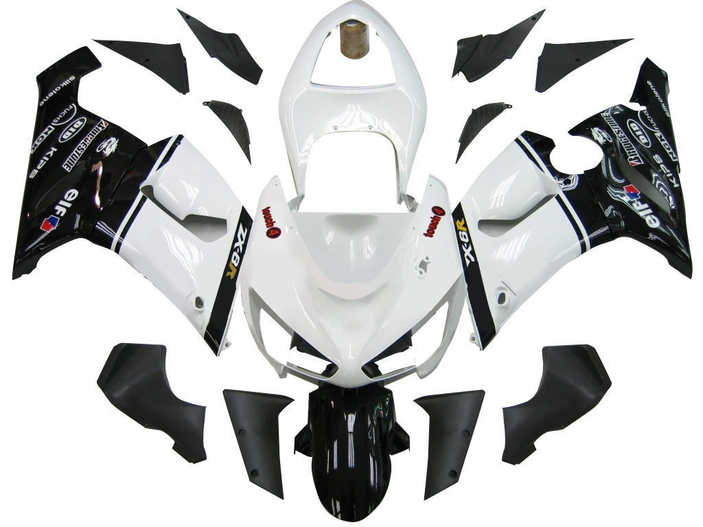 Carene 2005-2006 Kawasaki ZX6R 636 Bianco Nero elfo ZX6R Racing Generico