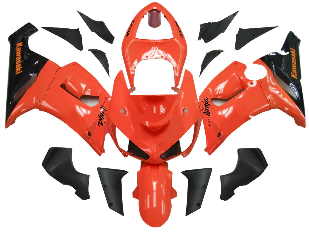 Carene 2005-2006 Kawasaki ZX6R 636 Arancione Nero elfo Ninja Racing Generico