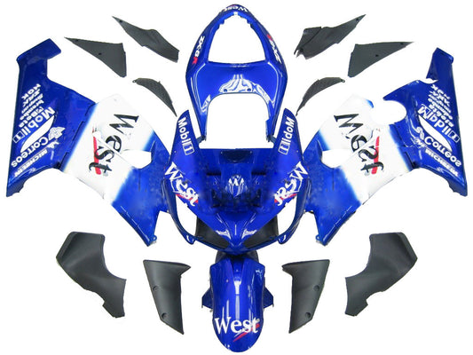 Carene 2005-2006 Kawasaki ZX6R 636 Blu Bianco West Racing Generico