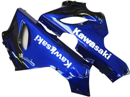 Carene 2005-2006 Kawasaki ZX6R 636 Black &amp; Blue Flame Ninja Racing Generico