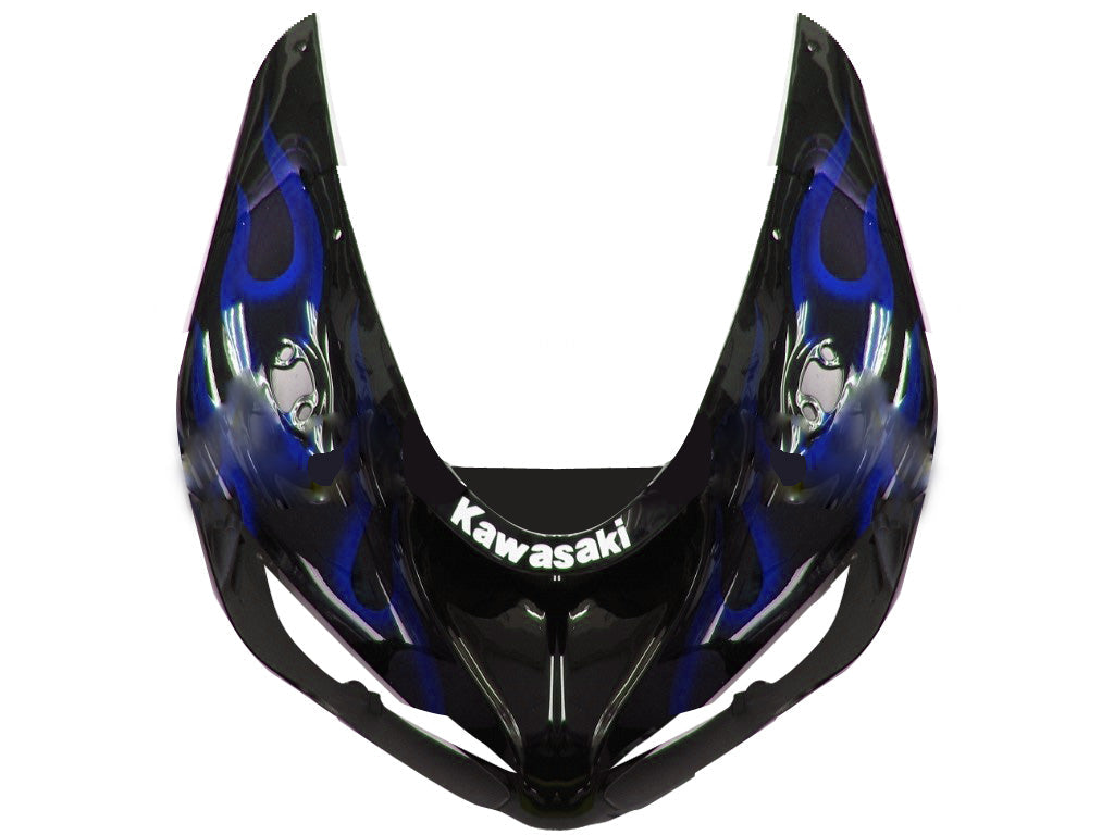 Carene 2005-2006 Kawasaki ZX6R 636 Black &amp; Blue Flame Ninja Racing Generico