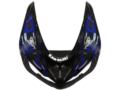 Carene 2005-2006 Kawasaki ZX6R 636 Black &amp; Blue Flame Ninja Racing Generico