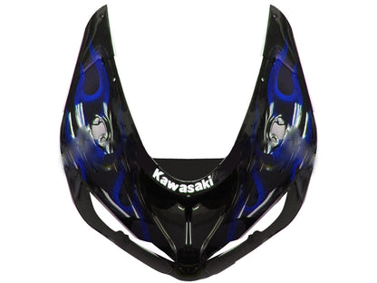 Carene 2005-2006 Kawasaki ZX6R 636 Black &amp; Blue Flame Ninja Generico