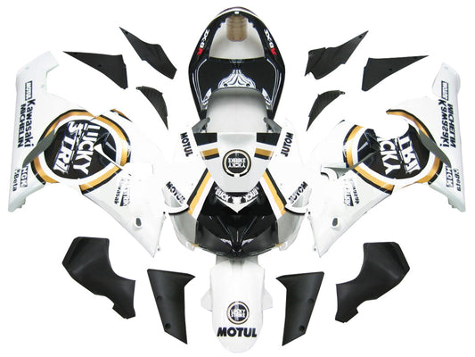 Carene 2005-2006 Kawasaki ZX6R 636 Nero Bianco Lucky Strike Ninja Racing Generico