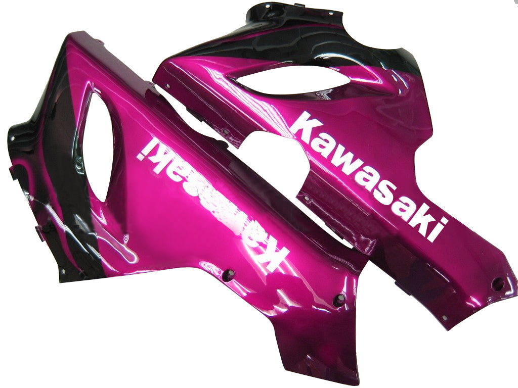 Carenature 2005-2006 Kawasaki ZX6R 636 Black &amp; Purple Flame Ninja Generico