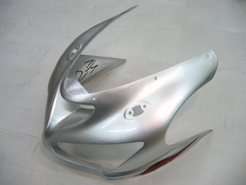 Carene 2005-2006 Kawasaki ZX6R 636 Silver &amp; Red Flame Ninja Racing Generico