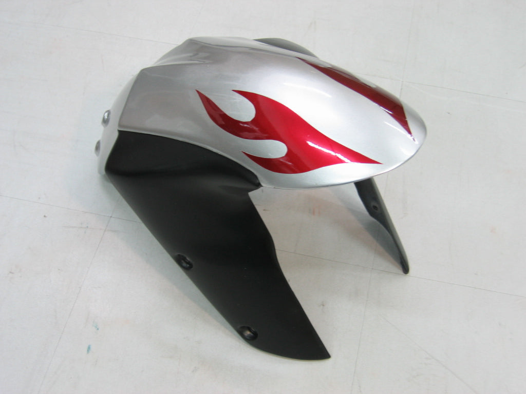 Carene 2005-2006 Kawasaki ZX6R 636 Silver &amp; Red Flame Ninja Racing Generico