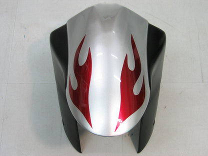 Carene 2005-2006 Kawasaki ZX6R 636 Silver &amp; Red Flame Ninja Racing Generico