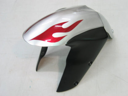 Carene 2005-2006 Kawasaki ZX6R 636 Silver &amp; Red Flame Ninja Racing Generico