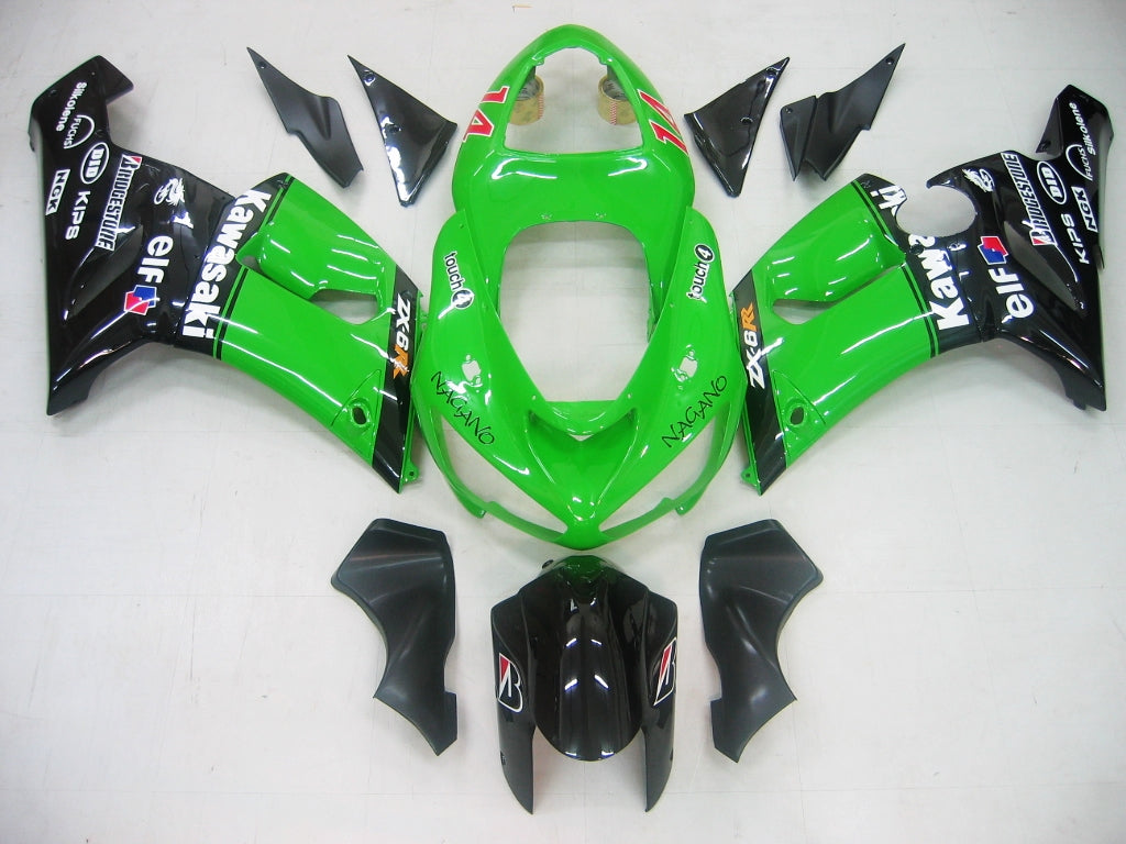 Carene 2005-2006 Kawasaki ZX6R 636 Verde Nero No.14 ZX6R Racing Generico