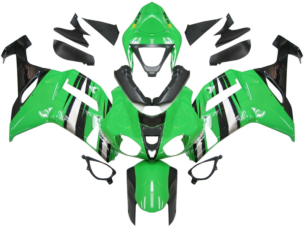 Carene 2007-2008 Kawasaki ZX6R ZX636 Verde Nero Argento Ninja ZX6R Generico