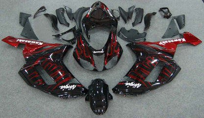 Carene 2007-2008 Kawasaki ZX6R ZX636 Black &amp; Red Flame Ninja Racing Generico