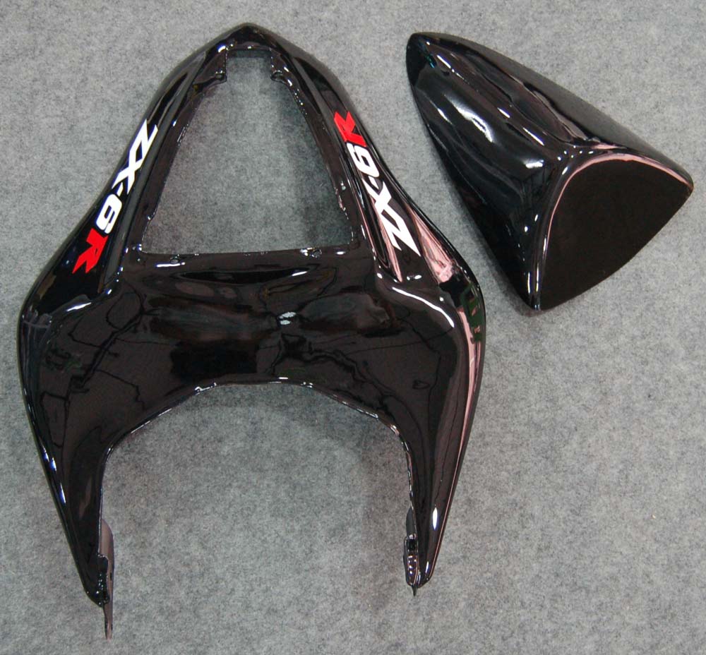 Carene 2007-2008 Kawasaki ZX6R ZX636 Black &amp; Red Flame Ninja Racing Generico