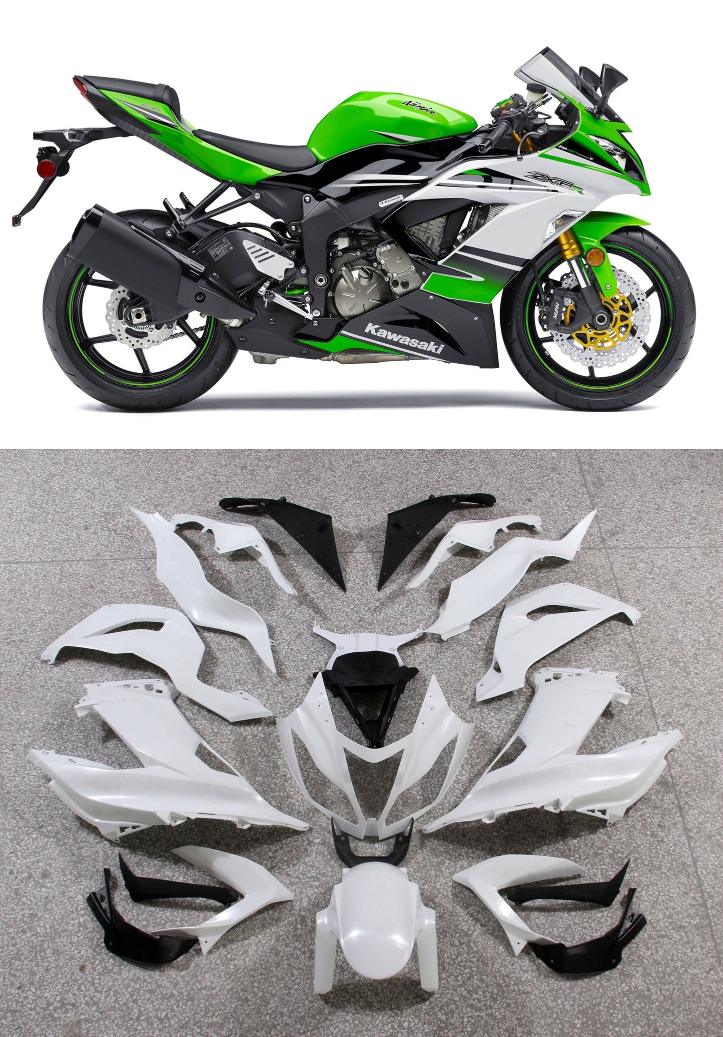 Amotopart rivestimento Kawasaki ZX6R 636 (2013-2018) Kit di rivestimento