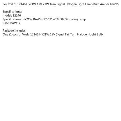 Per Philips 12146 Hy21W 12V 21W Indicatore di direzione Lampada alogena Lampadina Ambra Baw9S