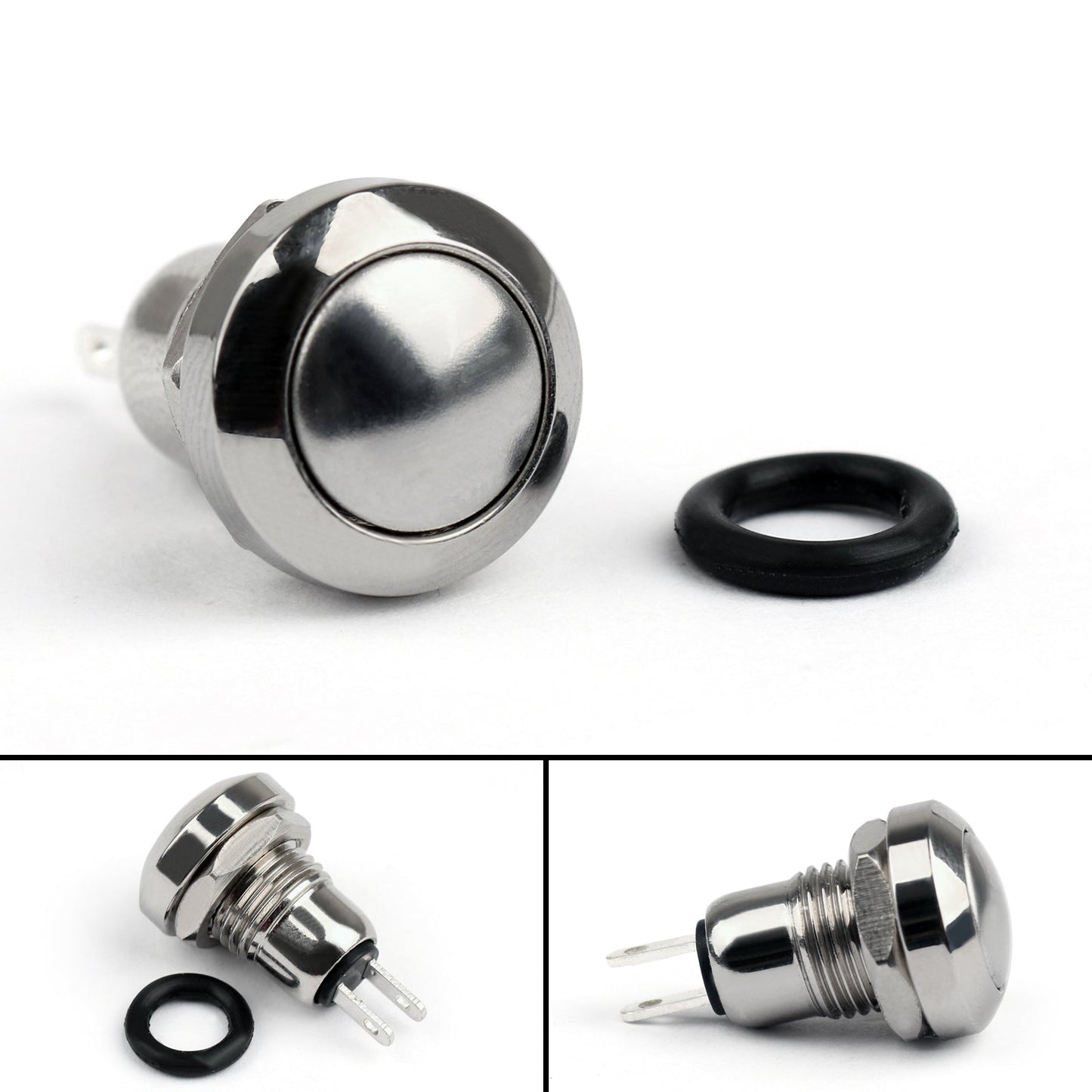 Interruttore a pulsante momentaneo in metallo da 8 mm Mini 1NO 2Pin 3A/250V per auto/barca/fai da te