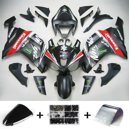 Amotopart Kawasaki 2007-2008 ZX6R 636 kit carenatura rossa nera