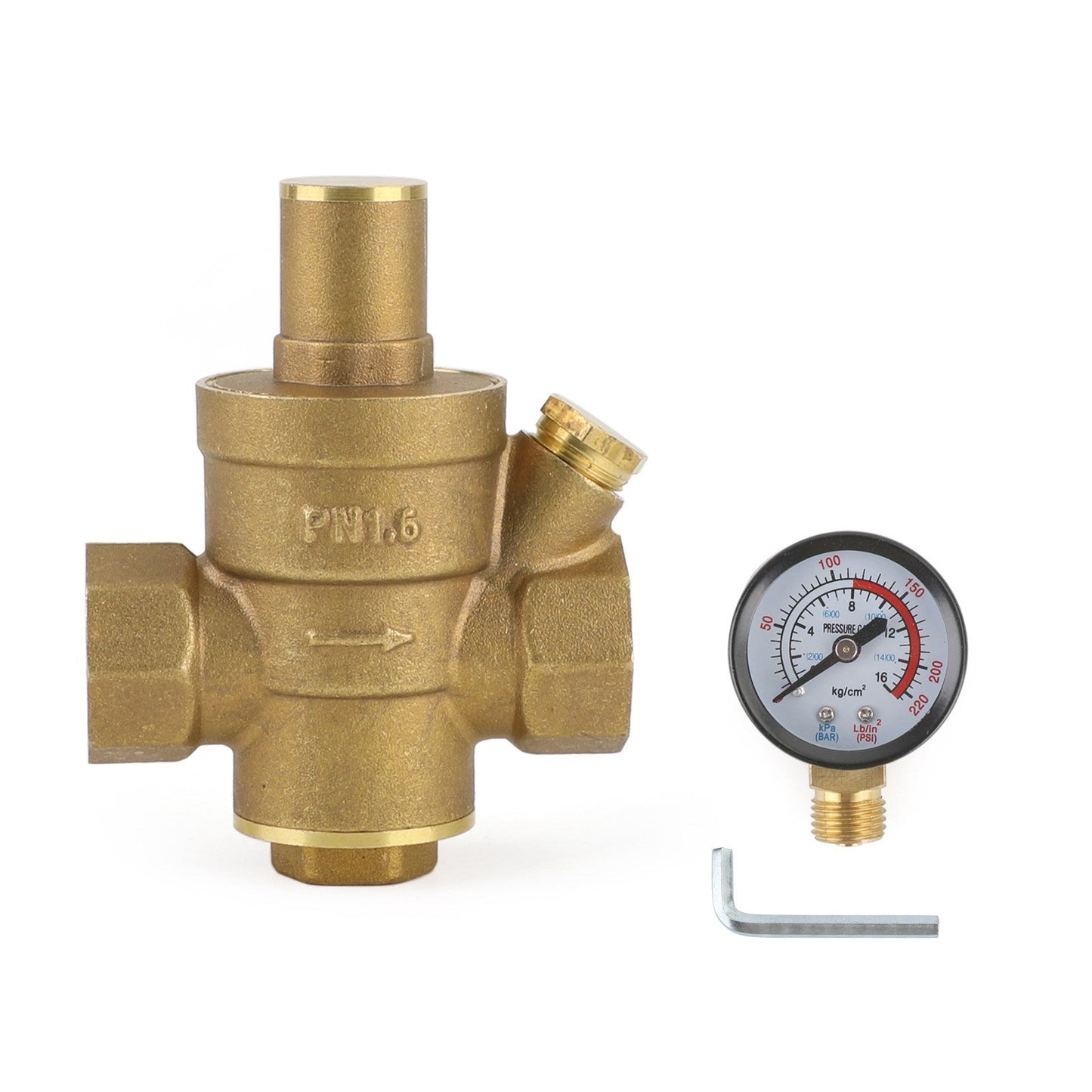 DN15 Riduttore Regolatore Pressione Acqua Regolabile 1/2" In Ottone Con Misuratore Generico