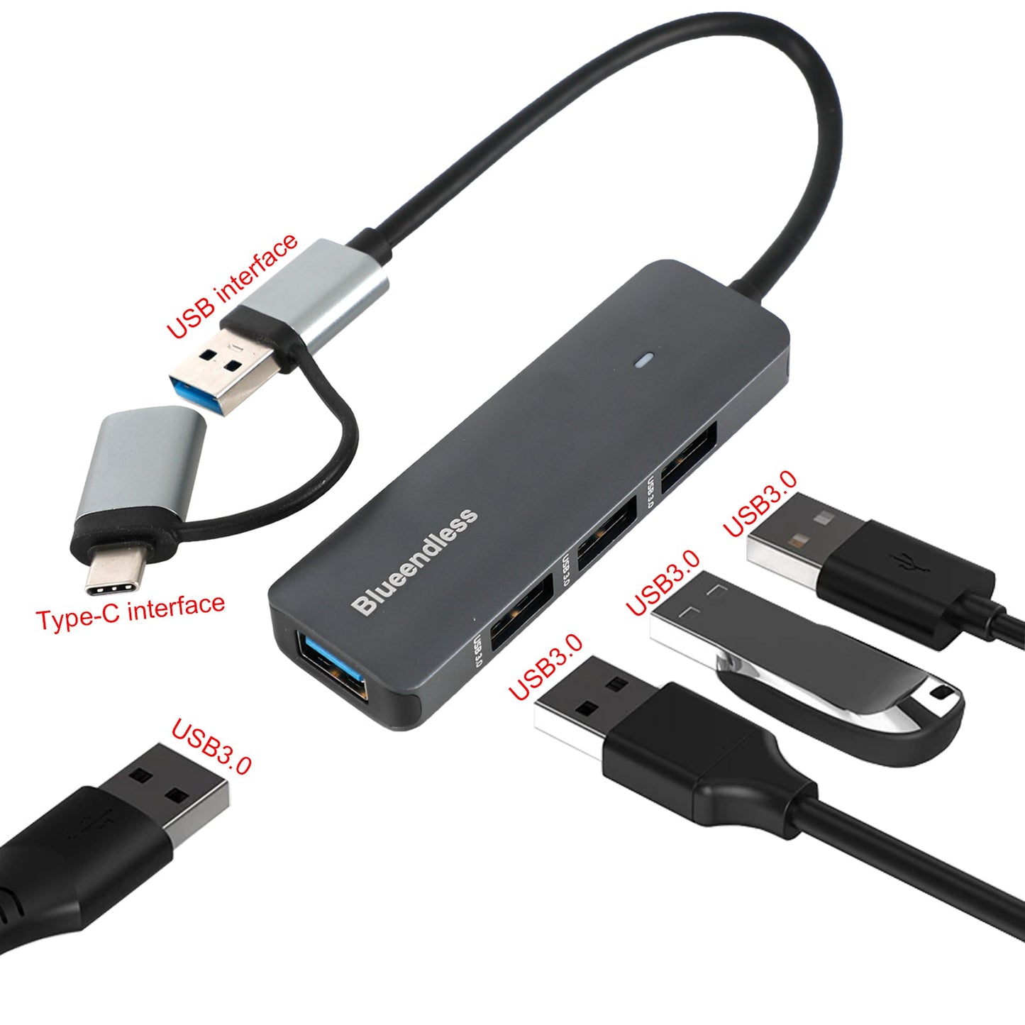 Type-C+USB Interface Hub PD100W Docking Station per Windows Mac OS Linux