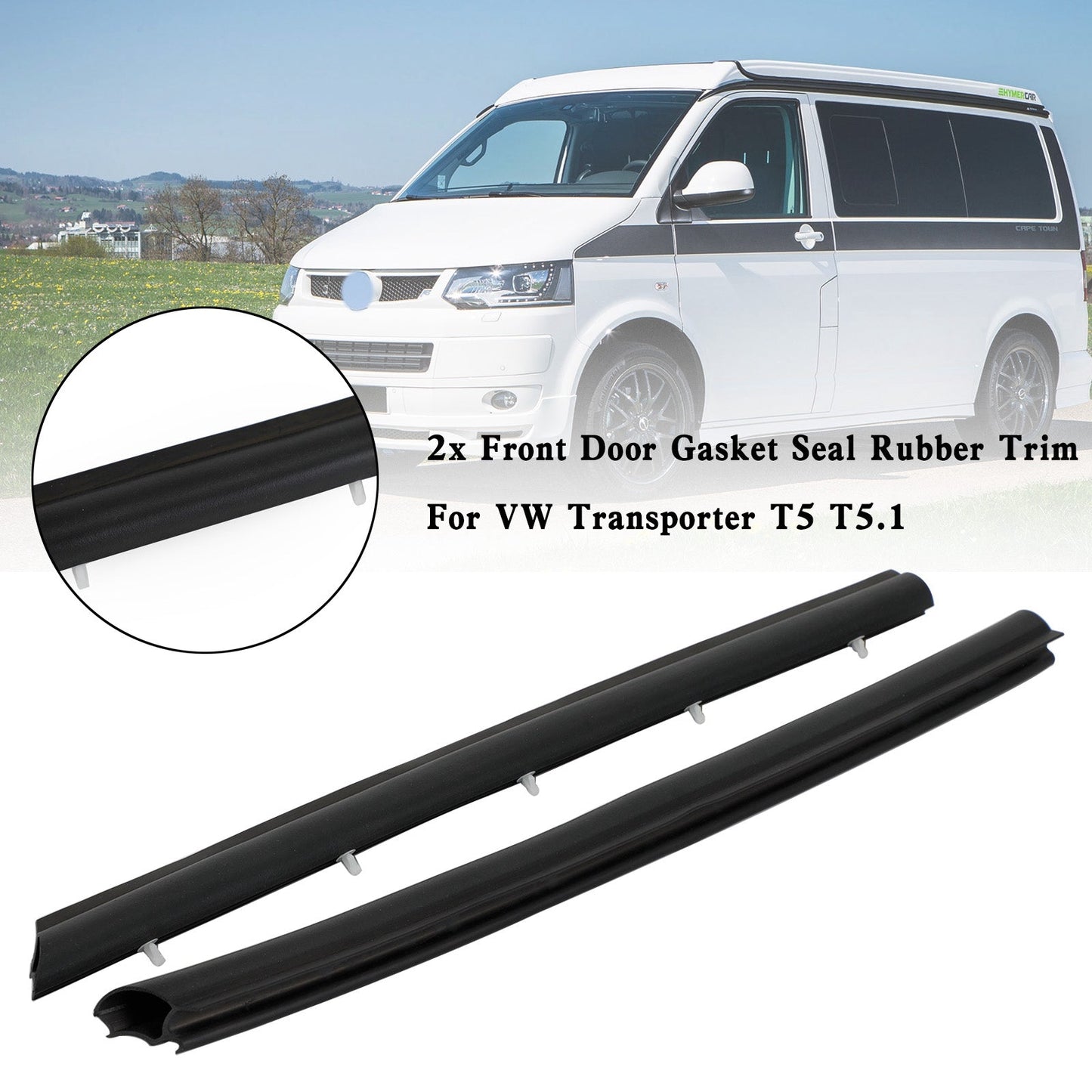 2 guarnizioni in gomma per guarnizione della porta anteriore per VW Transporter T5 T5.1