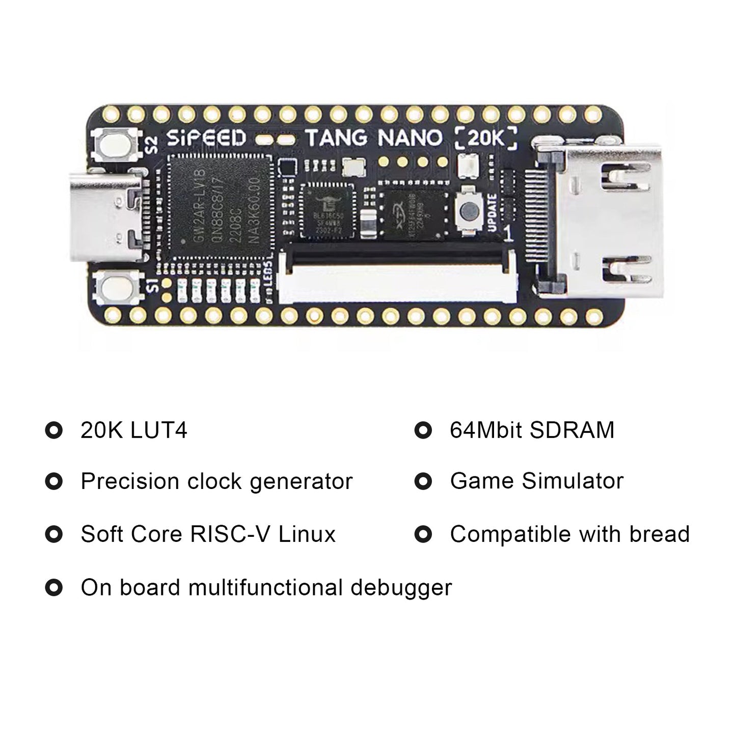 Scheda di sviluppo Sipeed Tang Nano 20K Gioco retrò FPGA open source con altoparlante