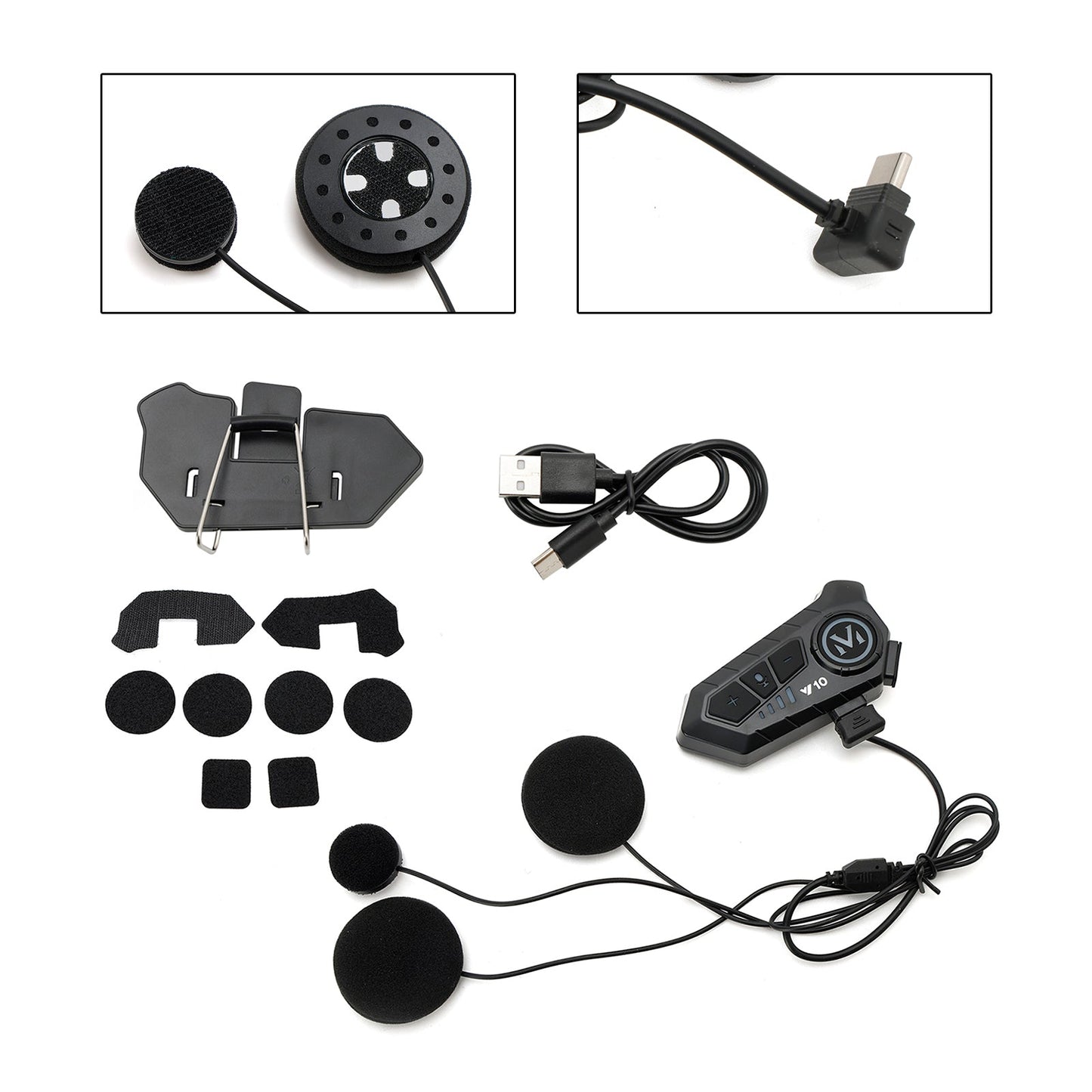 Auricolare Bluetooth per casco con altoparlante universale nero per moto