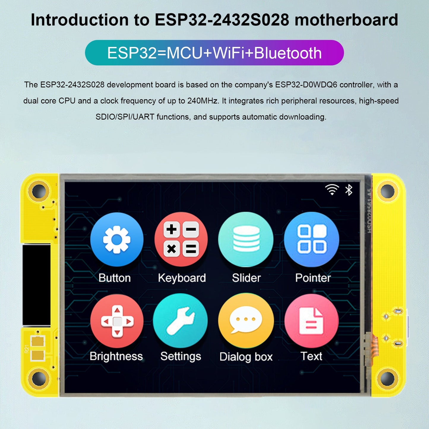 Scheda di sviluppo ESP32 WiFi Bluetooth 2.8" 240*320 Display Touch Screen LVGL