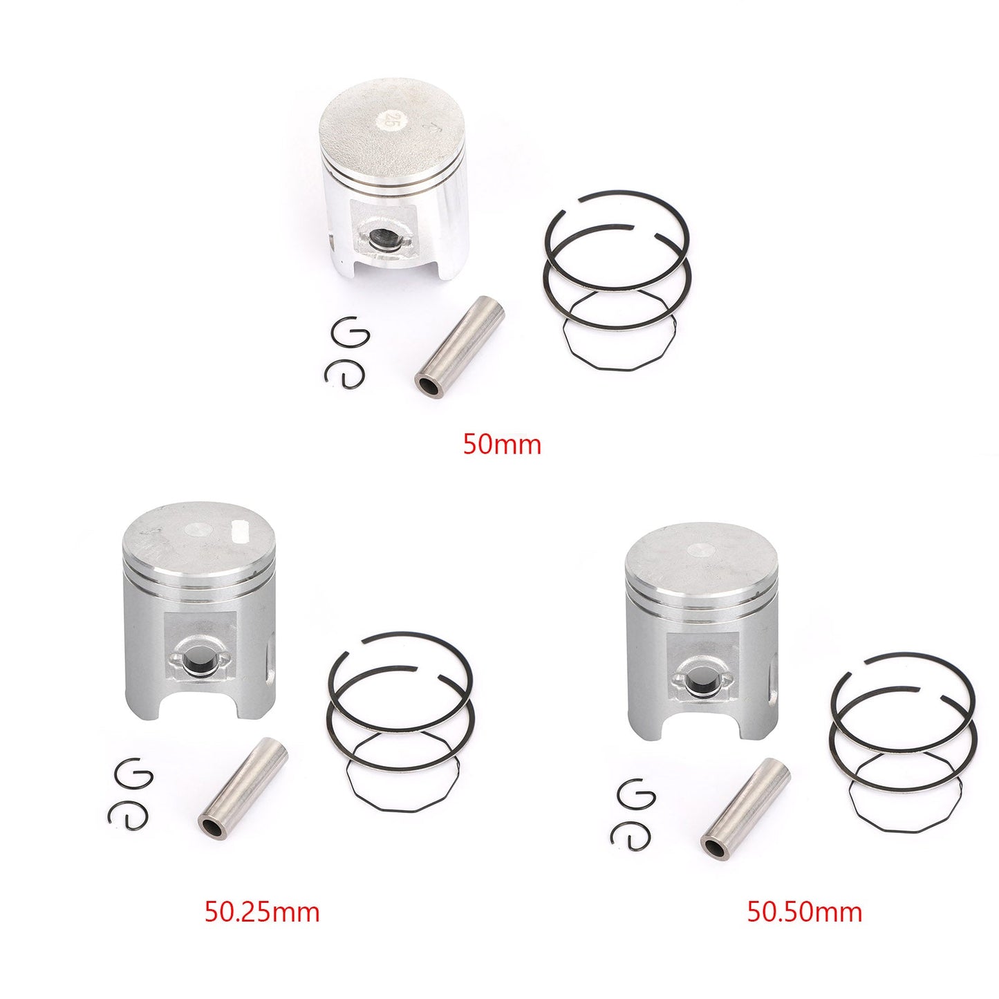Piston Ring Pin Clip Kit Per Yamaha Jog 90 91-97 Ya90 Axis 90 90-97 STD(50mm)0.25MM(50.25mm)0.50MM(50.50mm)Alesaggio Generico