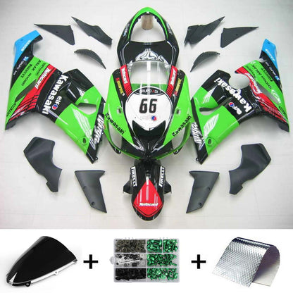 Amotopart Kawasaki 2005-2006 ZX6R 636 Kit di rivestimento colorato nero