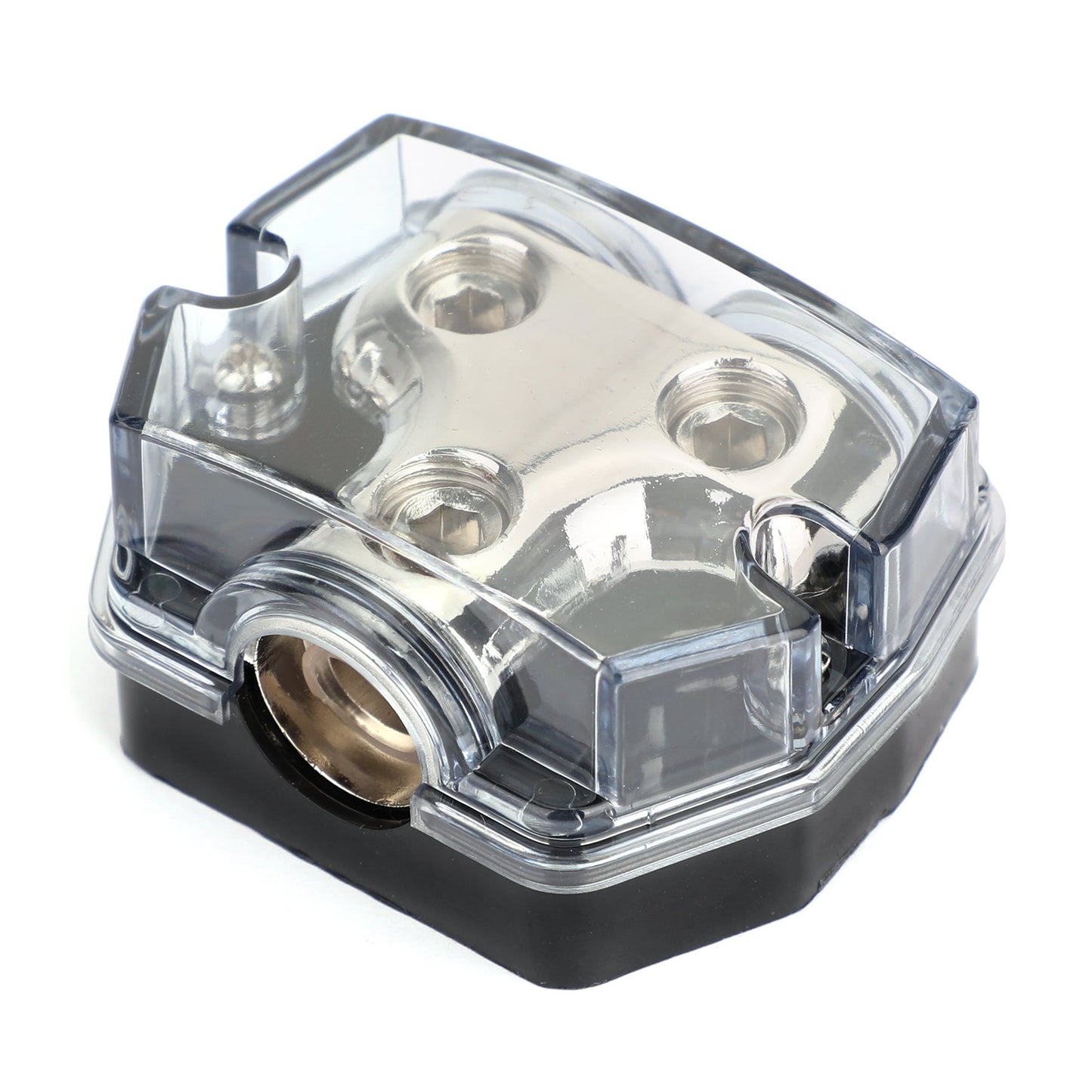 Alloggiamento in plastica trasparente resistente al calore Blocco di distribuzione splitter nichelato 1x0 In 2x0 GA Out Block Splitter Fusebox per Car Audio Marine