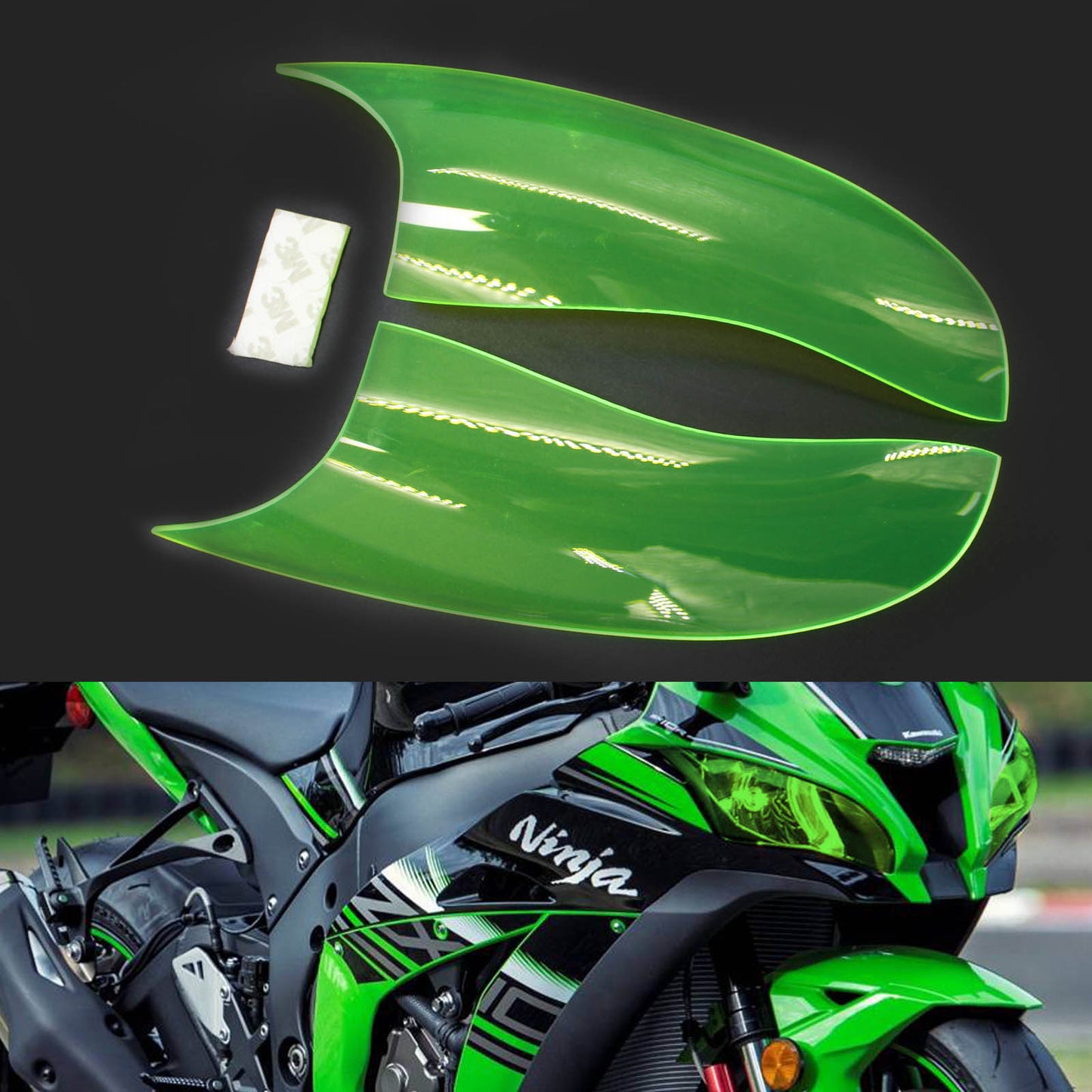 Coperchio di protezione lente faro anteriore adatto per Kawasaki Zx-10R Zx 10R 16-18 fumo generico