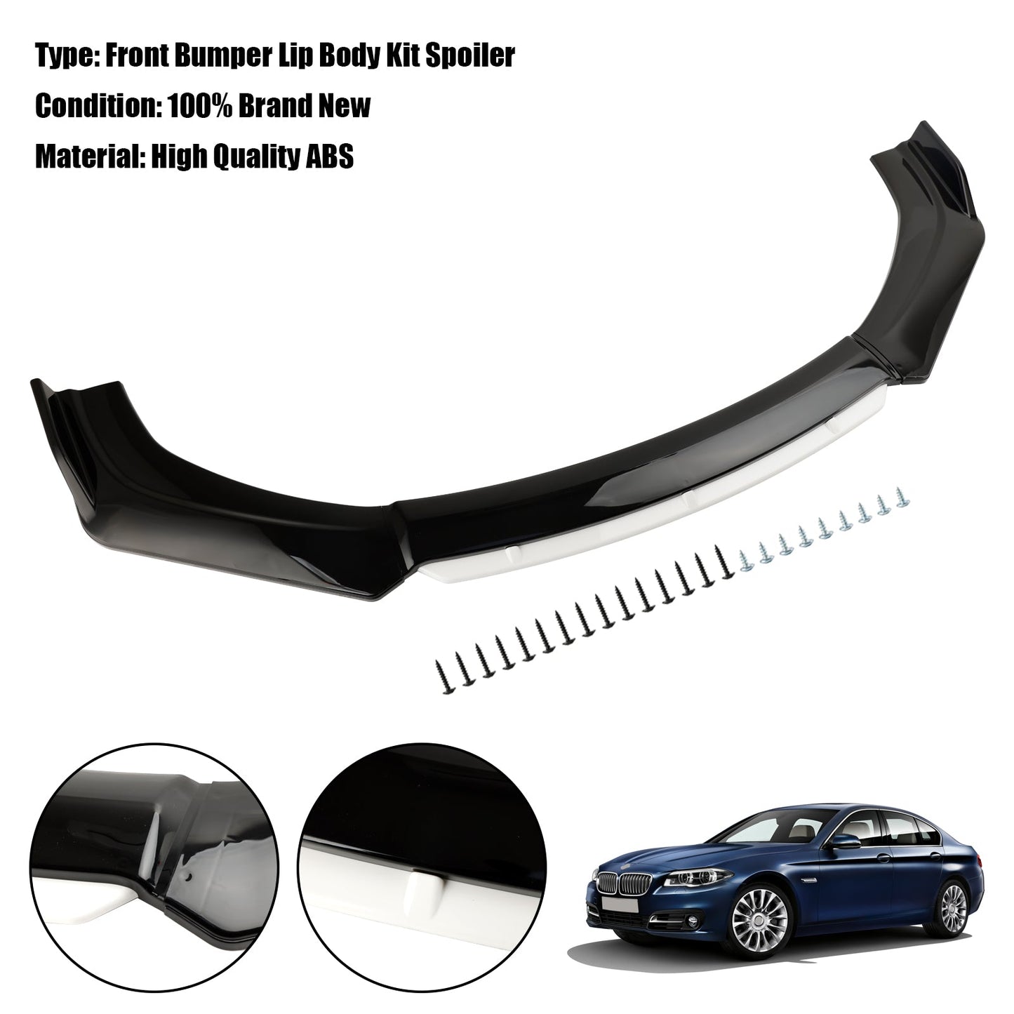 Protezione universale per diffusore splitter per paraurti anteriore per auto universale nero bianco