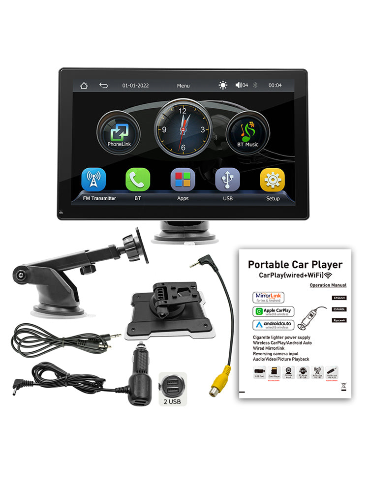 Lettore MP5 per auto da 9" Apple Carplay/Android Auto Auto Radio Bluetooth 4 Fotocamera LED