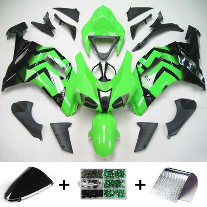 Amotopart Kawasaki 2007-2008 ZX6R 636 kit di rivestimento verde nero