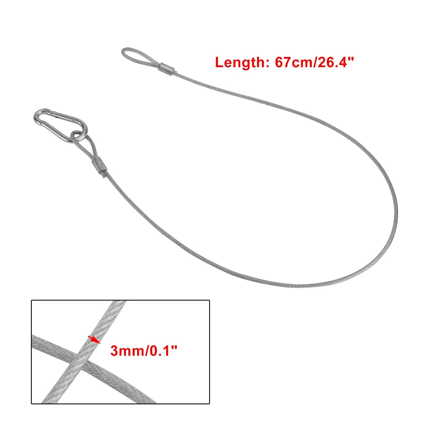 1/5/10Pcs 26.4"Cavo di sicurezza di sicurezza in filo di acciaio per luce da palcoscenico con morsetto Par Light