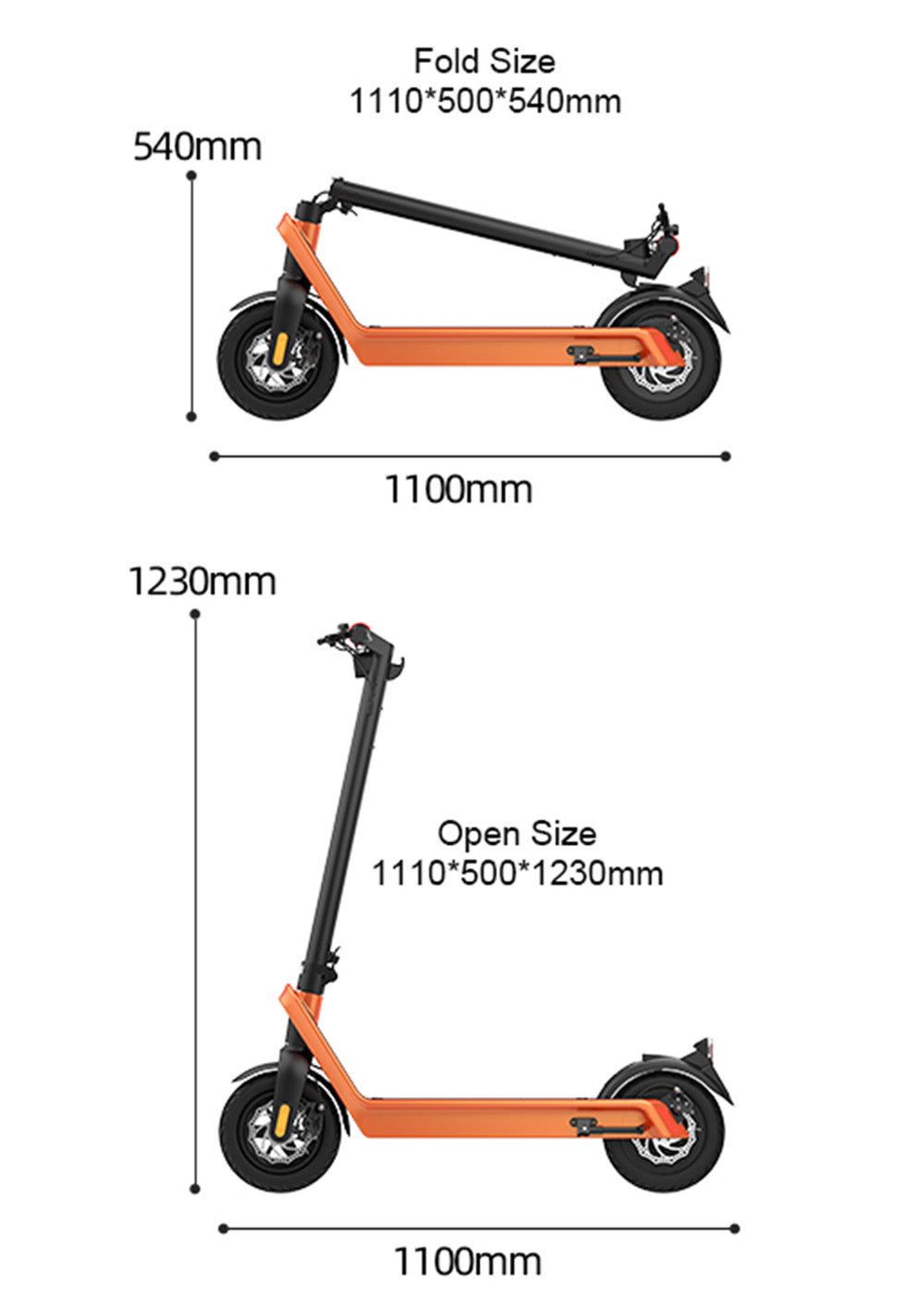 10" gamma elettrica piegante del motorino 500W 70KM 40km/h per il pendolarismo adulto della città