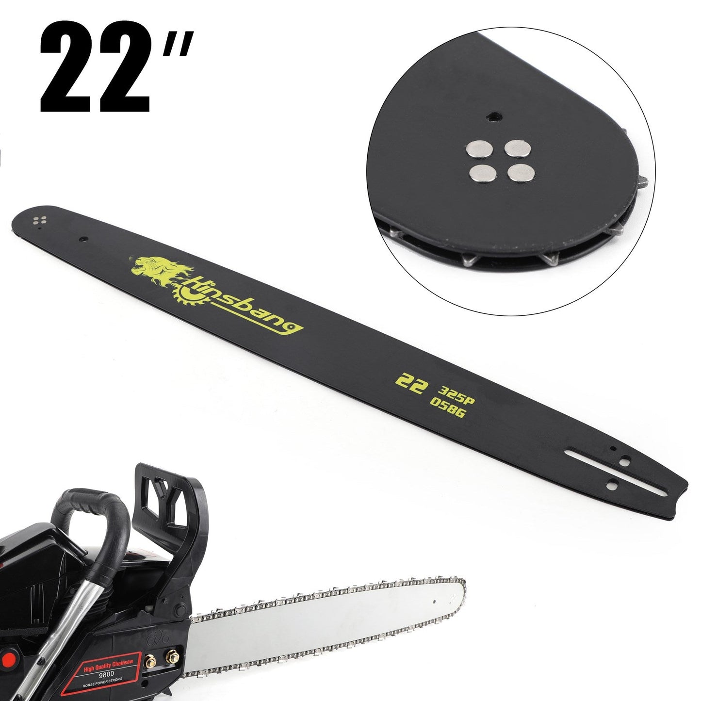 BARRA DI GUIDA PER MOTOSEGA DA 22" 0,325" 0,058 G Per MOTOSEGA 52CC 58CC 5200 5800