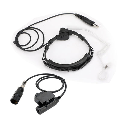 Cuffia con microfono tattico per gola con spina grande da 7,1 mm per radio PRC-152 PRC-148 U329