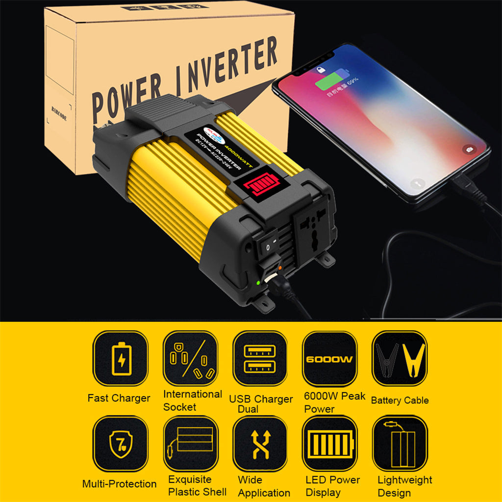 Inverter a onda sinusoidale pura da 4000 W con display a LED DC 12V a AC 220V Inverter