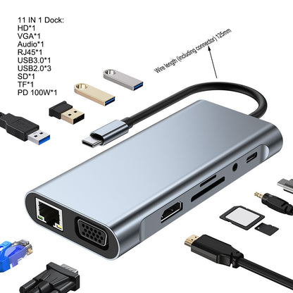 Uscita HD USB-C tipo C 11 in 1 HUB adattatore HD 4K USB 3.0 Dock multifunzione