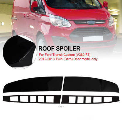 Ford Transit Custom 2012-2023 Spoiler sul tetto con doppia porta del fienile posteriore nero lucido