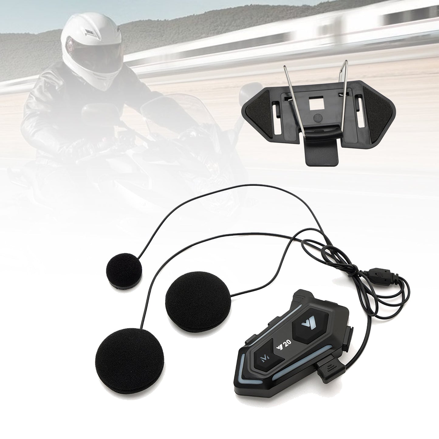 Casco auricolare Bluetooth auricolare lettore wireless universale Y20 per moto