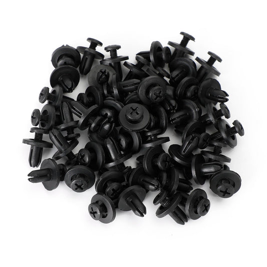 50pcs carenatura pannello bullone clip 6mm rivetti a vite in plastica clip nero per Honda generico