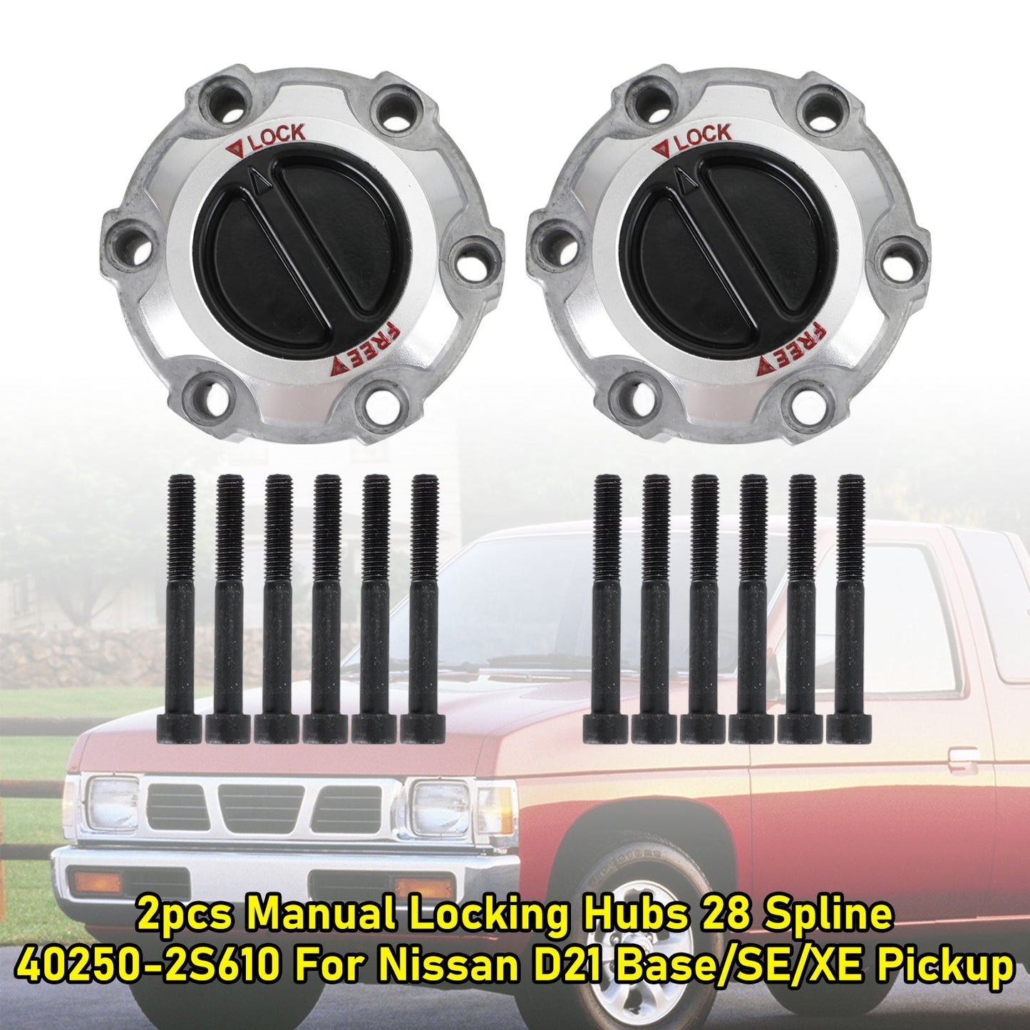 2 pezzi 1990-1994 Nissan D21 SE pickup cabina estesa 2 porte 3.0L mozzi con bloccaggio manuale 28 scanalature 40250-2S610