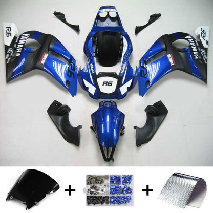 Amotopart Yamaha 1998-2002 YZF 600 R6 Mix nero Kit di paura blu